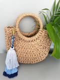 Ombre Blue Tiered Tassel Keychain for Beach Bag