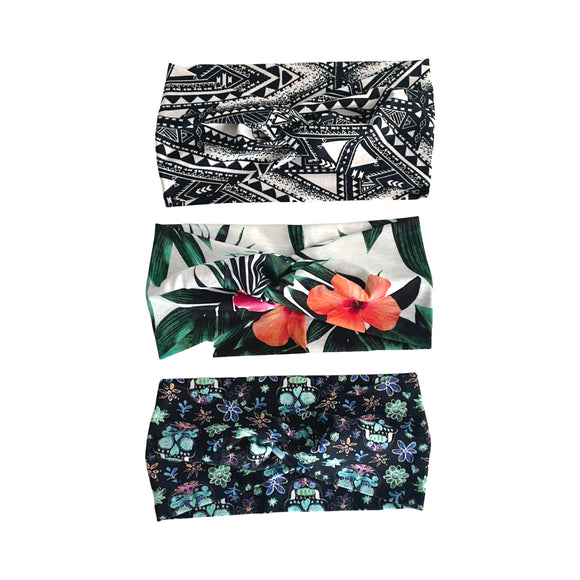 Printed Wide Twisted Turban Headband 3 Pack