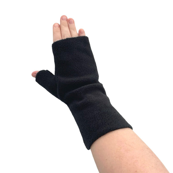 Black fingerless warm fleece driving gloves