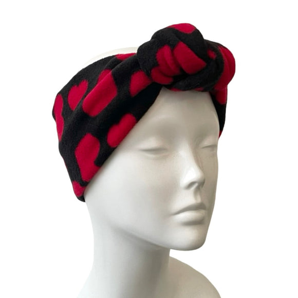 Black heart ear warmer headband