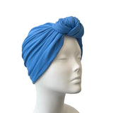 Blue Prettied Adult Hair Turban Head Wrap