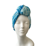 Soft Blue and White Tie Dye Full Head Turban