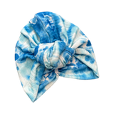 Soft Blue and White Tie Dye Full Head Turban