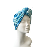 Soft Blue and White Tie Dye Full Head Turban