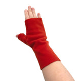 Burnt orange fingerless soft fleece autumn gloves