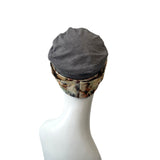 Charcoal Seamless Bamboo Jersey Turban Beanie Hat with Detachable Headband