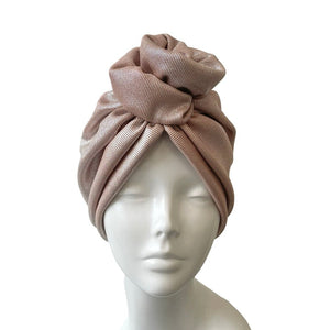 Chunky Metallic Rib Jersey Turban Hat