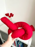 Red Scandi Knot Boucle Cushion