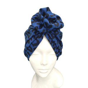 Dark Blue Full Head Turban with Rosette 