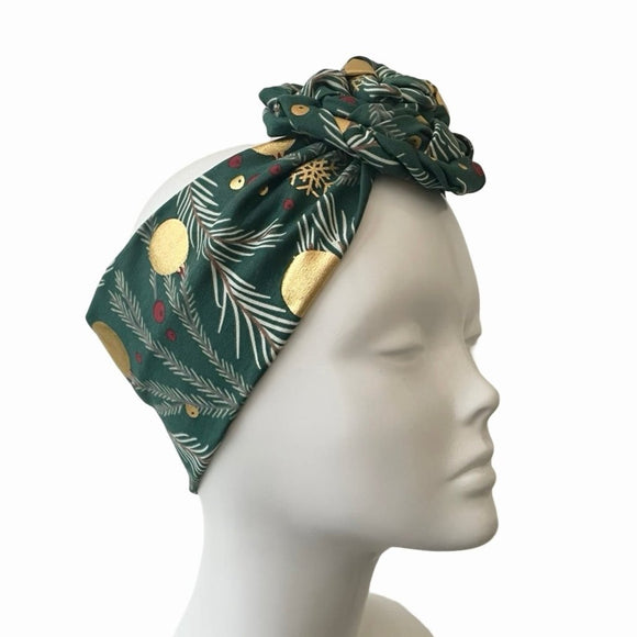 Dark Green Christmas Chain Knot Headband