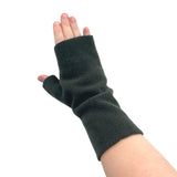 Dark green fingerless wrist warmer gloves