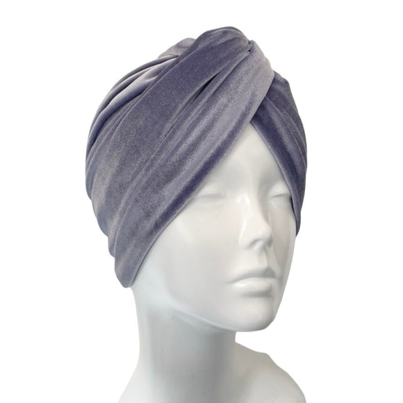 Dusky Lilac Stretch Velvet Turban Twist