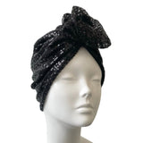 Elegant Stylish Black Sequin Turban Hat