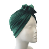 Dark Green Velvet Rosette Knot Turban Hat