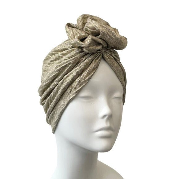 Gold Knit Fabric Rosette Turban 