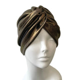 Gold Metallic Twist Turban Hat