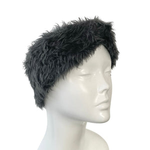 Grey Faux Fur Winter Headband for Women