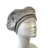 Grey Stretchy Rib Knit Beret for Women