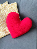 Handmade Red Boucle Teddy Heart Cushion