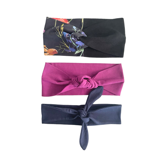 Purple and Navy Twist and Knot Headband 3 Pack 