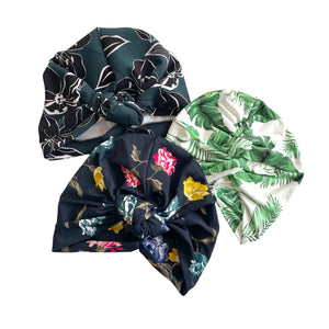 Leaf and Flower Print Turban Bundle