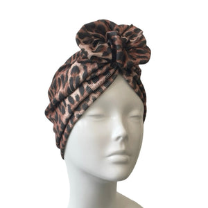 Leopard Prettied Adult Turban Head Scarf