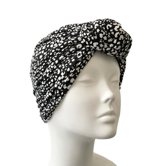 Black Leopard Print Hair Turban for Women