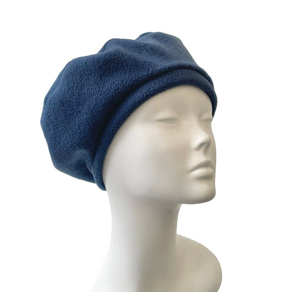 Light Navy Blue Fleece Beret for Women