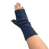 Light navy fingerless mittens for women