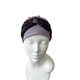 Lilac Turban Beanie Hat with Patterned Headband 