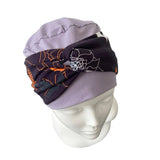 Lilac Turban Beanie Hat with Patterned Headband 