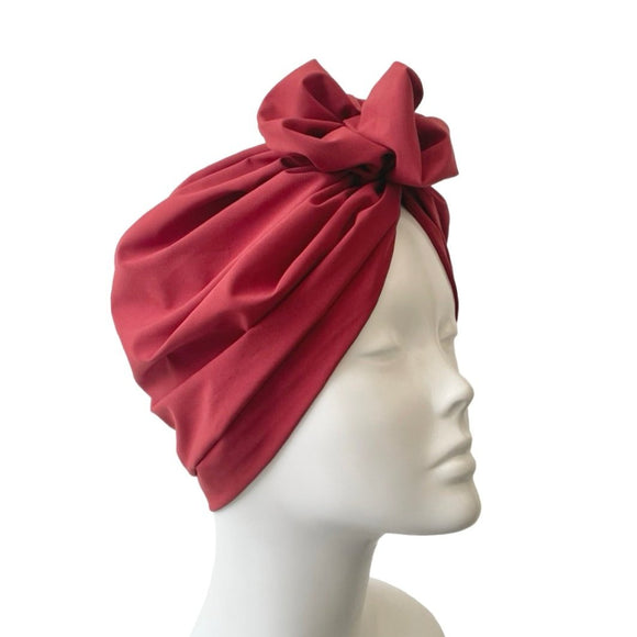 Maroon Red Rosette Retro Hair Turban