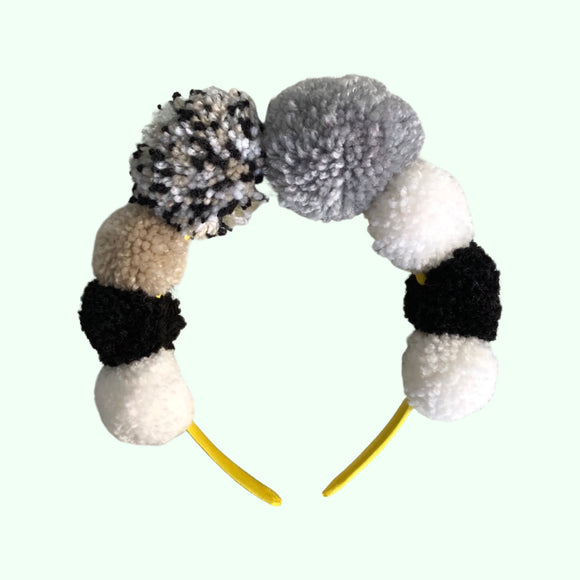 Monochrome Pompom Festival Headband Crown