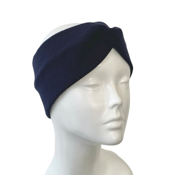 Navy Ribbed Winter Ear Warmer Headband