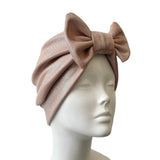 Pale Pink and Silver Bow Hair Turban