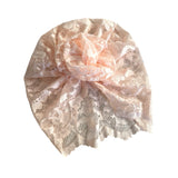 Pink Thin Lace Prettied Turban Head Scarf