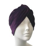 Purple Stretch Velvet Turban Twist Head Wrap