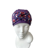 Purple Turban Beanie Hat with Toadstool Headband 