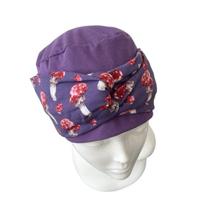 Purple Turban Beanie Hat with Toadstool Headband 