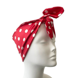 Red Polka Dot Hair Wrap Scarf