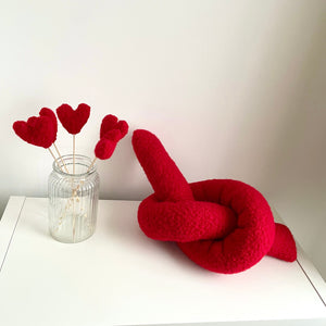 Red Scandi Knot Boucle Cushion