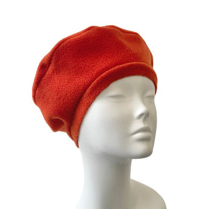 Rust Orange Fleece Beret for Women