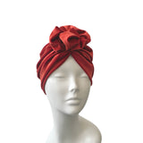 Rust Orange Velvet Rosette Knot Turban Hat