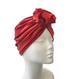 Rust Orange Velvet Rosette Knot Turban Hat