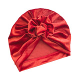 Rust Orange Velvet Rosette Knot Turban Hat 