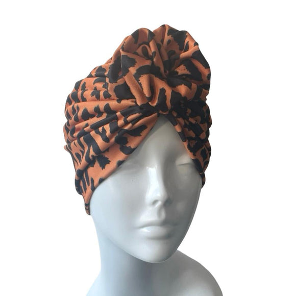 Rust Orange Women's Leopard Hair Turban