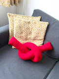 Red Scandi Knot Boucle Cushion