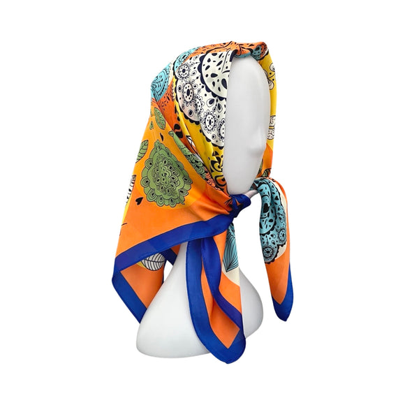 Vibrant Colourful Silk Feeling Square Satin Scarf 70cm