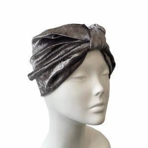 Silver Grey Soft Stretchy Velvet Turban