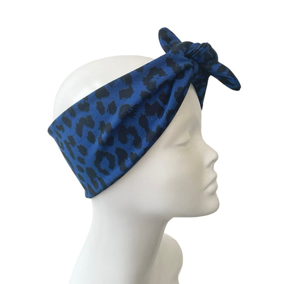 Small Size Navy Leopard Headband